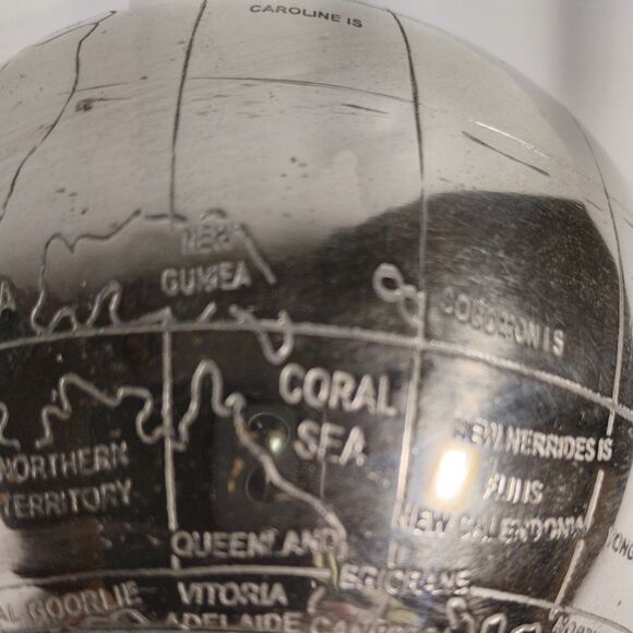 Vintage Pier 1 World Clock Art Deco Globe Retro Metal Silver Tested - Picture 13 of 16